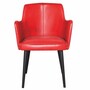 Casa Padrino Luxus Leder Esszimmer Stuhl mit Armlehnen Rot / Schwarz - Esszimmer M�bel