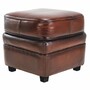 Casa Padrino Luxus Leder Hocker Braun / Schwarz 45 cm - Luxus Echtleder M�bel