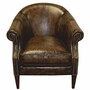 Casa Padrino Luxus Leder Sessel Antik Braun / Dunkelbraun 86 x 86 x H. 84 cm - Echtleder M�bel