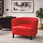 Casa Padrino Luxus Leder Sessel Rot / Schwarz - Wohnzimmer Echtleder M�bel