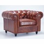 Casa Padrino Luxus Chesterfield Leder Sessel Vintage Braun / Schwarz 130 cm - Echtleder M�bel