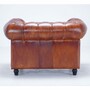 Casa Padrino Luxus Chesterfield Leder Sessel Vintage Braun / Schwarz 130 cm - Echtleder M�bel