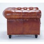 Casa Padrino Luxus Chesterfield Leder Sessel Vintage Braun / Schwarz 130 cm - Echtleder M�bel