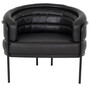 Casa Padrino Luxus Leder Sessel Schwarz 86 x 71 x H. 69 cm - Echtleder Wohnzimmer Sessel - Echtleder M�bel - Luxus M�bel