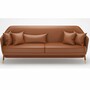 Casa Padrino Luxus Echtleder Sofa Braun / Messing 250 cm - Luxus Hotel M�bel 