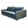 Casa Padrino Luxus Leder Sofa British Grn / Schwarz 215 cm - Leder Mbel