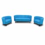 Casa Padrino Luxus Leder Sofa Blau / Schwarz 180 cm - Echtleder Wohnzimmer M�bel