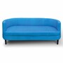 Casa Padrino Luxus Leder Sofa Blau / Schwarz 180 cm - Echtleder Wohnzimmer M�bel