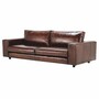 Casa Padrino Luxus Leder Sofa Dunkelbraun / Schwarz 287 cm - Echtleder M�bel