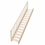 Casa Padrino Luxus Holztreppe mit Gelnder linke Seite Naturfarben H. 307 cm