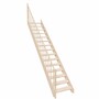 Casa Padrino Luxus Holztreppe mit Gelnder linke Seite Naturfarben H. 307 cm