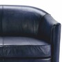 Casa Padrino Luxus Leder Sofa Blau / Schwarz 120 cm - Echtleder M�bel