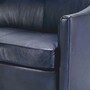 Casa Padrino Luxus Leder Sofa Blau / Schwarz 120 cm - Echtleder M�bel