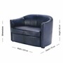Casa Padrino Luxus Leder Sofa Blau / Schwarz 120 cm - Echtleder M�bel