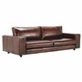 Casa Padrino Luxus Leder Sofa Dunkelbraun / Schwarz 240 cm - Echtleder M�bel