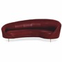 Casa Padrino Luxus Leder Sofa Bordeauxrot / Messing 230 cm - Echtleder Mbel