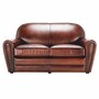 Casa Padrino Luxus Leder Sofa Braun / Schwarz 190 cm - Echtleder M�bel