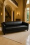 Casa Padrino Luxus Leder Sofa Schwarz 177 cm - Echtleder M�bel