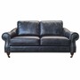 Casa Padrino Luxus Leder Sofa Vintage Schwarz / Dunkelbraun 195 cm - Wohnzimmer & B�ro Echtleder M�bel 