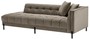 Casa Padrino Luxus Lounge Sofa Greige / Schwarz 223 x 95 x H. 68 cm - Rechtsseitiges Wohnzimmer Sofa mit edlem Samtsoff und 2 Kissen