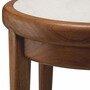 Casa Padrino Luxus Mahagoni Beistelltisch mit Marmorplatte und Schublade Braun / Beige H. 70 cm