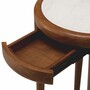 Casa Padrino Luxus Mahagoni Beistelltisch mit Marmorplatte und Schublade Braun / Beige H. 70 cm