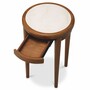 Casa Padrino Luxus Mahagoni Beistelltisch mit Marmorplatte und Schublade Braun / Beige H. 70 cm