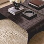 Casa Padrino Luxus Metall Couchtisch mit Kunstleder Dunkelbraun 120,5 cm - Wohnzimmer M�bel - Hotel M�bel - Luxus M�bel
