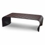 Casa Padrino Luxus Metall Couchtisch mit Kunstleder Dunkelbraun 120,5 cm - Wohnzimmer M�bel - Hotel M�bel - Luxus M�bel