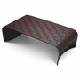 Casa Padrino Luxus Metall Couchtisch mit Kunstleder Dunkelbraun 120,5 cm - Wohnzimmer M�bel - Hotel M�bel - Luxus M�bel