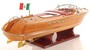 Casa Padrino Luxus Holzboot Speedboot Naturfarben / Rot / Wei� 64 cm - Handgefertigtes Deko Modellboot Schiff Boot