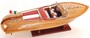 Casa Padrino Luxus Holzboot Speedboot Naturfarben / Rot / Wei� 64 cm - Handgefertigtes Deko Modellboot Schiff Boot