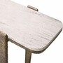 Casa Padrino Luxus Aluminium Konsole mit Marmorplatte Antik Messing / Beige 140 cm