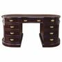 Casa Padrino Luxus Schreibtisch mit 9 Schubladen Dunkelbraun / Braun / Gold 180 cm - Ovaler Massivholz B�rotisch - Luxus B�ro M�bel
