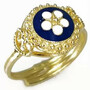 Casa Padrino Luxus Damenring Gold / Blau / Wei� - Handgefertigter vergoldeter Ring mit edler Emaille - Luxus Damenschmuck
