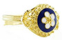 Casa Padrino Luxus Damenring Gold / Blau / Wei� - Handgefertigter vergoldeter Ring mit edler Emaille - Luxus Damenschmuck