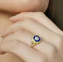 Casa Padrino Luxus Damenring Gold / Blau / Wei� - Handgefertigter vergoldeter Ring mit edler Emaille - Luxus Damenschmuck