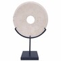 Casa Padrino Luxus Travertin Deko Objekt Beige / Matt Schwarz H. 36 cm - Schreibtisch Deko