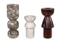 Casa Padrino Luxus Marmor Kerzenhalter 3er Set Mehrfarbig - Drei zylindrische Kerzenst�nder aus hochwertigem Marmor H. 15 / 20,5 / 23,5 cm - Luxus Deko Accessoires
