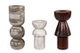 Casa Padrino Luxus Marmor Kerzenhalter 3er Set Mehrfarbig - Drei zylindrische Kerzenst�nder aus hochwertigem Marmor H. 15 / 20,5 / 23,5 cm - Luxus Deko Accessoires