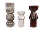 Casa Padrino Luxus Marmor Kerzenhalter 3er Set Mehrfarbig - Drei zylindrische Kerzenst�nder aus hochwertigem Marmor H. 15 / 20,5 / 23,5 cm - Luxus Deko Accessoires