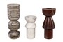 Casa Padrino Luxus Marmor Kerzenhalter 3er Set Mehrfarbig - Drei zylindrische Kerzenst�nder aus hochwertigem Marmor H. 15 / 20,5 / 23,5 cm - Luxus Deko Accessoires