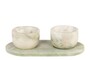 Casa Padrino Luxus Marmor Schalen Set Gr�n 23 x 12 x H. 6,5 cm - 2 Sch�lchen mit Tablett aus hochwertigem Indian Green Onyx - Luxus Deko Accessoires