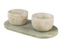 Casa Padrino Luxus Marmor Schalen Set Gr�n 23 x 12 x H. 6,5 cm - 2 Sch�lchen mit Tablett aus hochwertigem Indian Green Onyx - Luxus Deko Accessoires