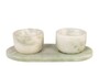Casa Padrino Luxus Marmor Schalen Set Gr�n 23 x 12 x H. 6,5 cm - 2 Sch�lchen mit Tablett aus hochwertigem Indian Green Onyx - Luxus Deko Accessoires