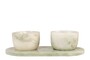 Casa Padrino Luxus Marmor Schalen Set Gr�n 23 x 12 x H. 6,5 cm - 2 Sch�lchen mit Tablett aus hochwertigem Indian Green Onyx - Luxus Deko Accessoires