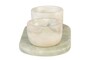 Casa Padrino Luxus Marmor Schalen Set Gr�n 23 x 12 x H. 6,5 cm - 2 Sch�lchen mit Tablett aus hochwertigem Indian Green Onyx - Luxus Deko Accessoires