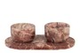 Casa Padrino Luxus Marmor Schalen Set Rosa 23 x 12 x H. 6,5 cm - 2 Sch�lchen mit Tablett aus hochwertigem Rosalia Pink Marmor - Luxus Deko Accessoires