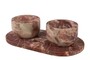 Casa Padrino Luxus Marmor Schalen Set Rosa 23 x 12 x H. 6,5 cm - 2 Sch�lchen mit Tablett aus hochwertigem Rosalia Pink Marmor - Luxus Deko Accessoires