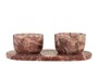 Casa Padrino Luxus Marmor Schalen Set Rosa 23 x 12 x H. 6,5 cm - 2 Sch�lchen mit Tablett aus hochwertigem Rosalia Pink Marmor - Luxus Deko Accessoires
